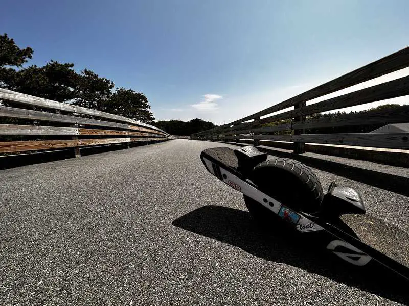 onewheel on the rail trail in Dennis, MA